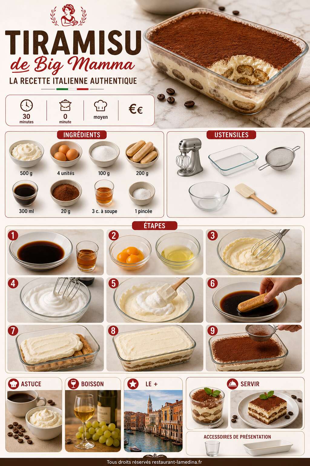 Fiche recette Tiramisu de Big Mamma : la recette italienne authentique Fiche recette Tiramisu de Big Mamma : la recette italienne authentique