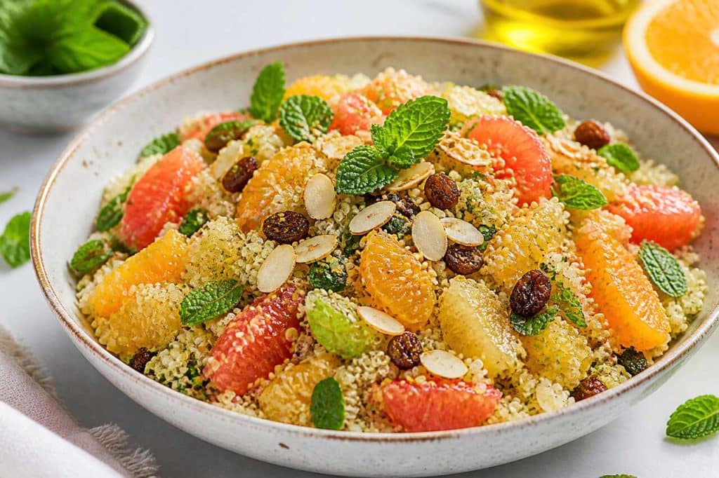 Salade de quinoa healthy aux agrumes et menthe fraîche