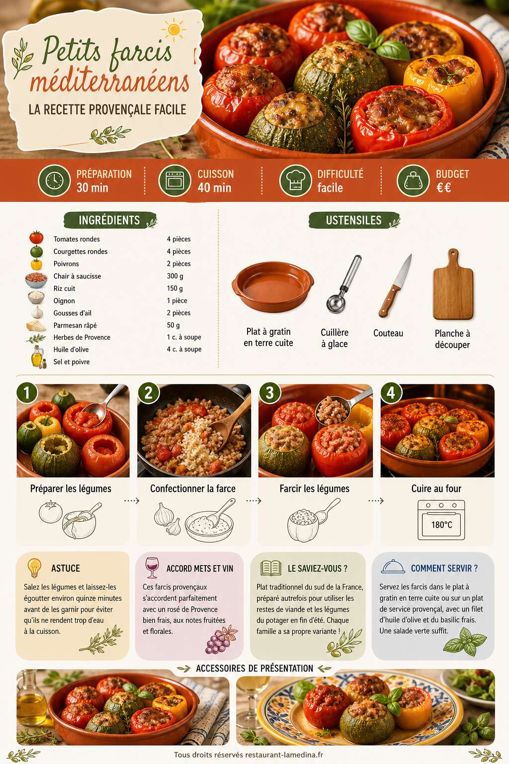 Fiche recette Petits farcis m&eacute;diterran&eacute;ens : la recette proven&ccedil;ale facile
