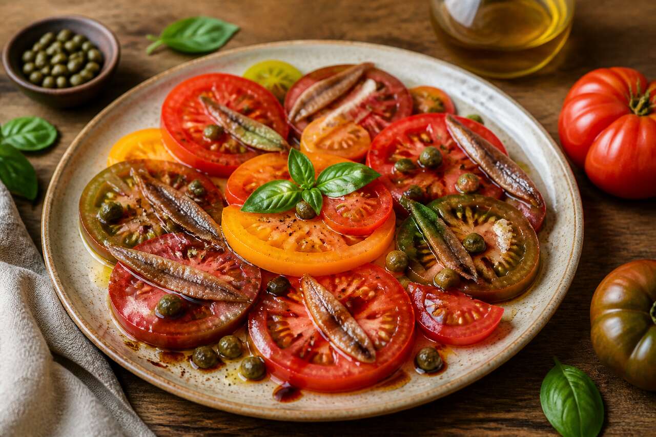 Tomates anciennes aux anchois : recette facile et savoureuse