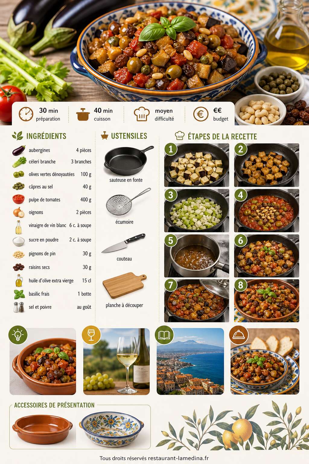 Fiche recette Caponata d'Alba Pezone : la recette sicilienne authentique Fiche recette Caponata d'Alba Pezone : la recette sicilienne authentique