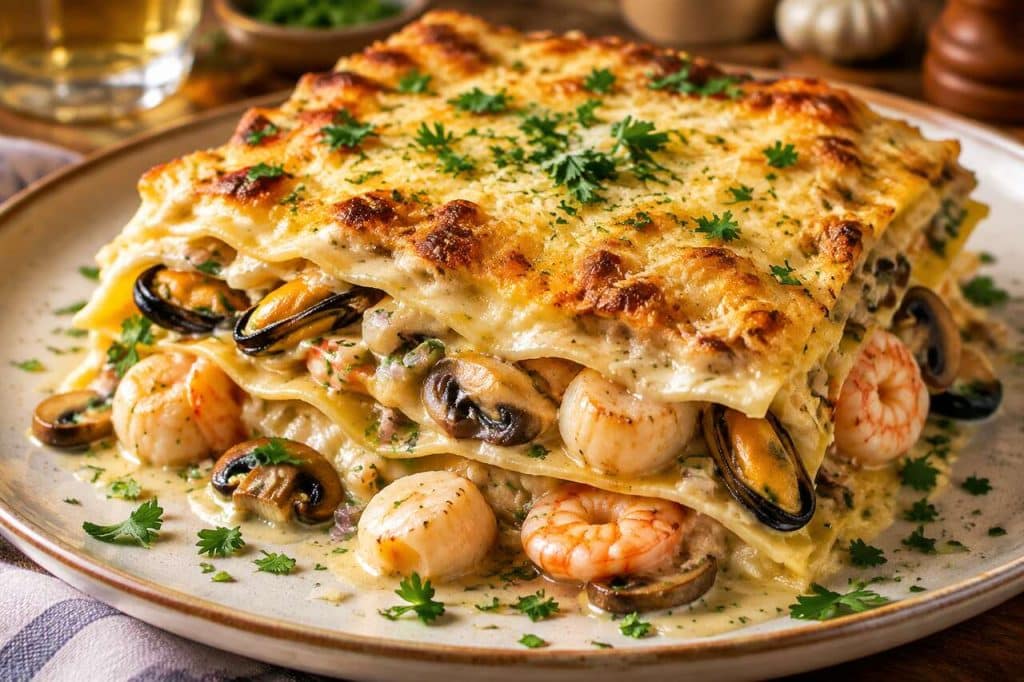Lasagnes à la mer et aux champignons : la recette gourmande