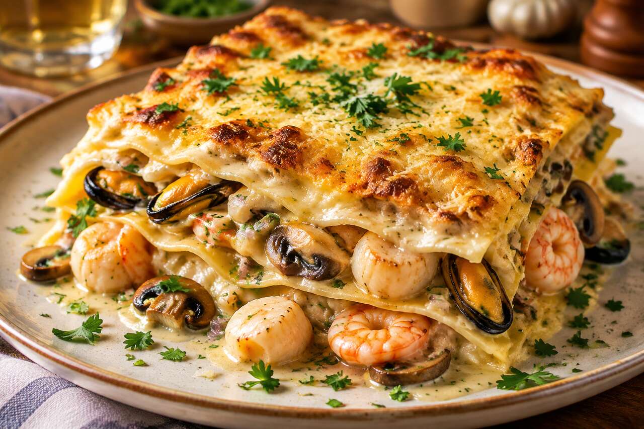 Lasagnes à la mer et aux champignons : la recette gourmande