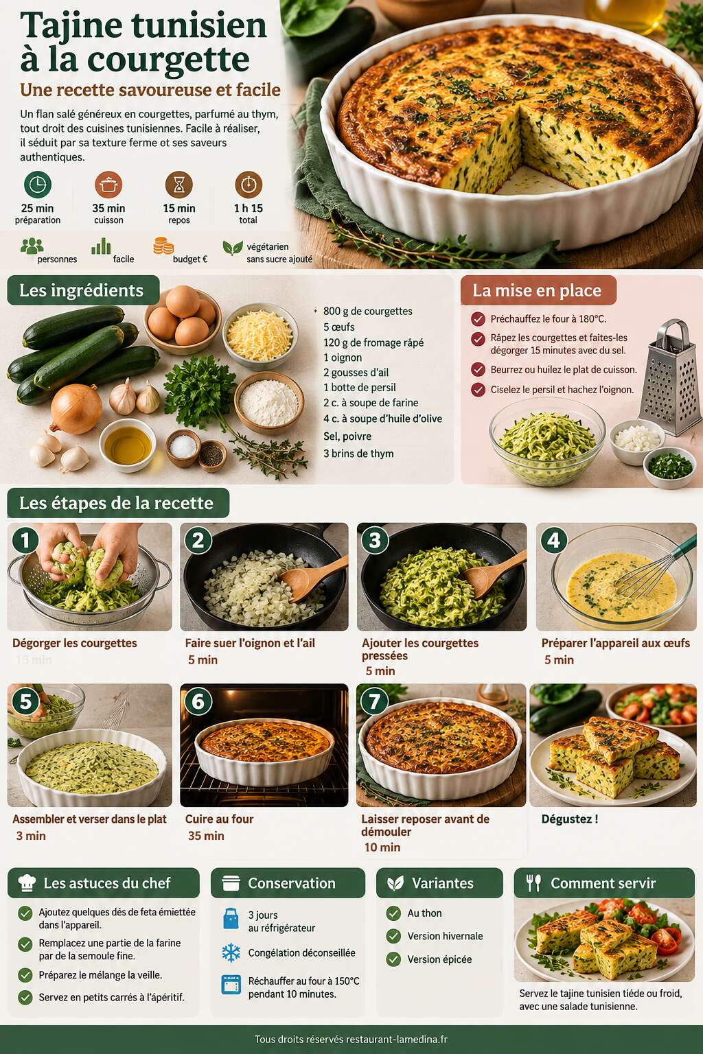 Fiche recette Tajine tunisien à la courgette : une recette savoureuse et facile Fiche recette Tajine tunisien à la courgette : une recette savoureuse et facile
