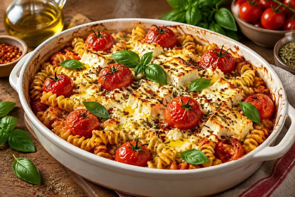 Fusilli à la feta rôtis au four : la recette facile et gourmande