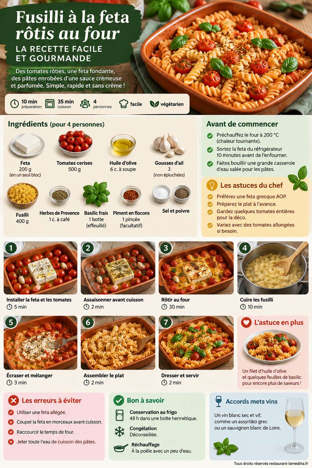 Fiche recette Fusilli à la feta rôtis au four : la recette facile et gourmande Fiche recette Fusilli à la feta rôtis au four : la recette facile et gourmande