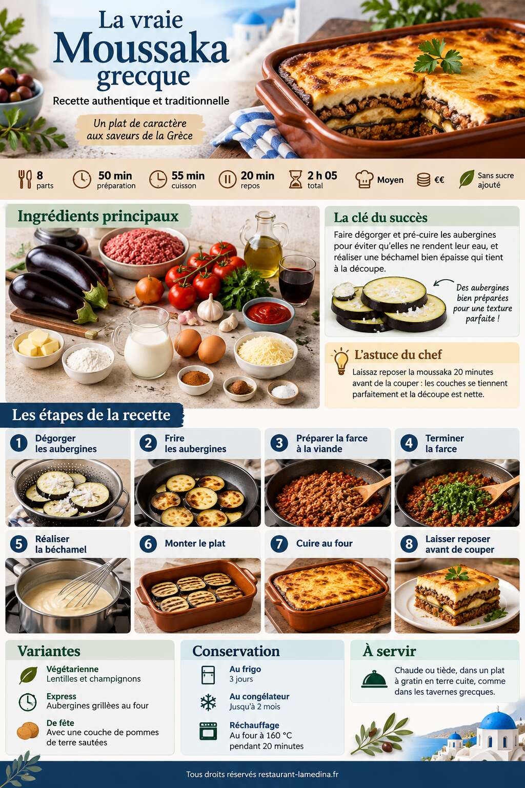 Fiche recette La vraie moussaka grecque : recette authentique et traditionnelle